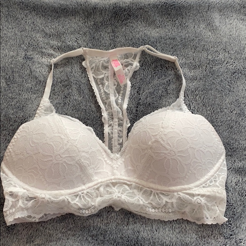 Pink push-up lace bralette